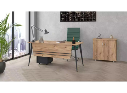 Desk office set, complete 2-piece desk with file cabinet.