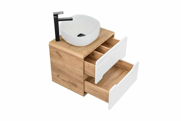 Washbasin Bathroom Sink with Countertop Basin 60cm Vanity Unit High Gloss