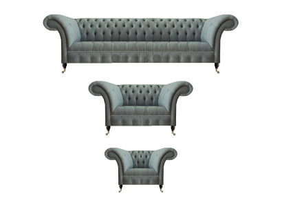 3-piece gray sofa set, luxury sofas, armchair, living room furnishings, Chesterfield