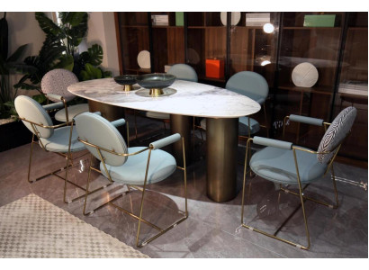 Oval dining table, dining room tables, dining tables 180x85, marble-look dining tables.