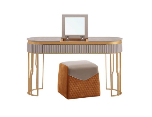Designer beige dressing table modern wooden table luxury bedroom furniture