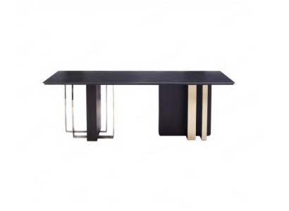 Rectangular dining table black dining table wooden table stainless steel furniture table