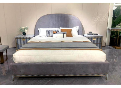 Gray Bedroom Set Bed Frame 2x Nightstands Double Bed 3-piece Set