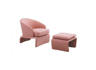 Armchair and ottoman club lounge in pink fabric modern style living room
