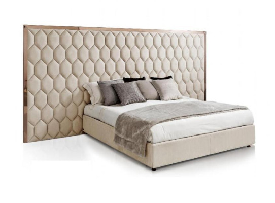 Large Beige Double Bed Designer Bed Frame With Headboard Furniture