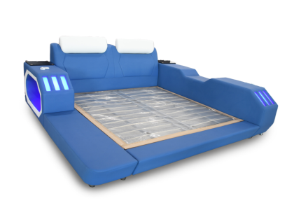 Multifunctional Beds LED Luxury Design Blue Bed Hotel Double 180x200