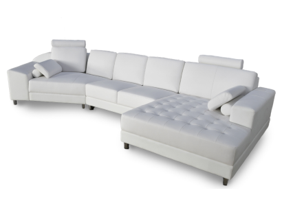 Luxury L-shaped corner sofa, white upholstered furniture, seating, living room corner sofa, new