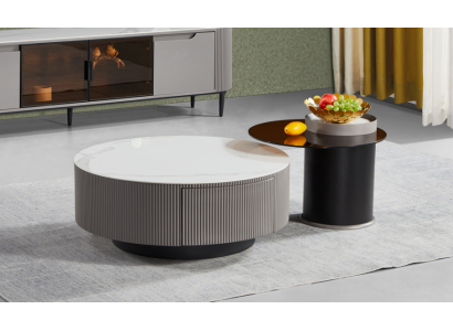 Round set of 2x coffee tables, side tables, design living room