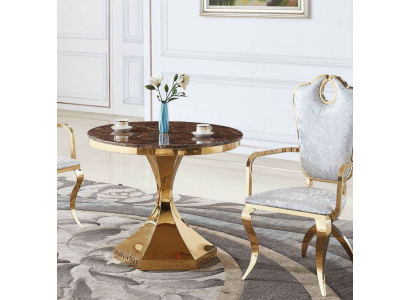 Dining table furniture luxury wood modern stainless steel living room design new gold