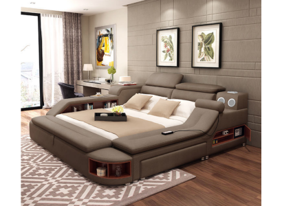 Luxury Bed 180x200 Multifunctional Bedroom Lounger Shelves New