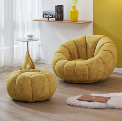 Chair Seating Modern Design Living Room Yellow Luxury Upholstery Fabric New