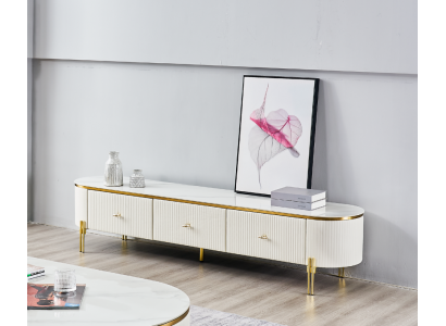 TV Stand RTV Lowboard White Modern Living Room Sideboard Wood New