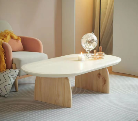Coffee table table side table living room wood modern luxury beige new