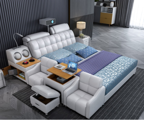 Multifunction Bed Boxes Luxury Design Leather Beds Hotel Double New