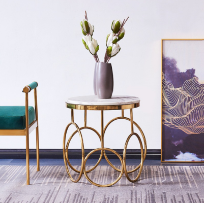 Side table table side designer furniture gold round stainless steel table