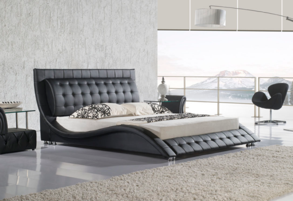 Bed Double Bed Black Upholstered Bed Bedroom Modern 180x200