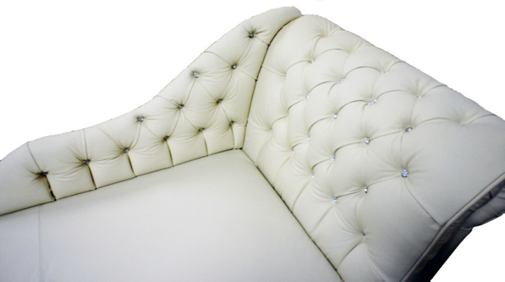 LUTON II Chesterfield Chaise Longue Chaise Lounge Sofa Ottoman Leather Textile
