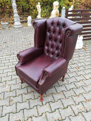 Armchair, wing chair, chestfield chair, seat, cushion, couch, lounge, genuine leather, new!