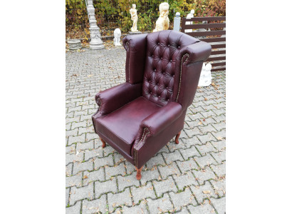 Armchair, wing chair, chestfield chair, seat, cushion, couch, lounge, genuine leather, new!