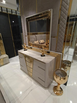 Bedroom complete bed 2x nightstands wardrobe dresser with mirror