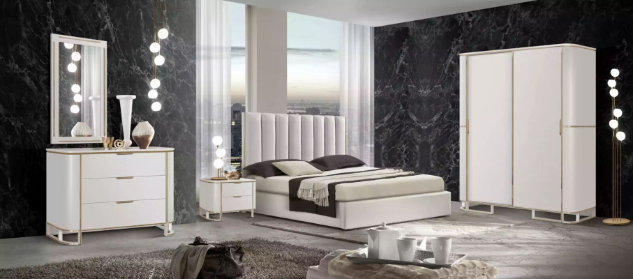 Bedroom set chest of drawers mirror new luxury complete new white 2-piece set