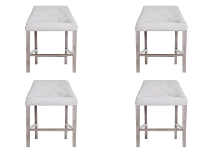 4x Bar Stools Counter Chair Set Upholstered Chairs Chesterfield Design Style