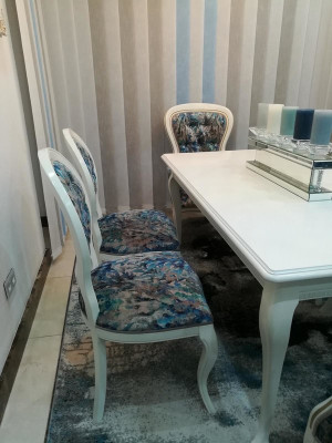 Dine in style with classic gray-blue dining chairs in a practical set of 4