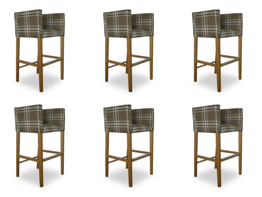 6x Barstool Corner Chair Armchair Chairs Stool Counter Chair Upholstered Set Caro