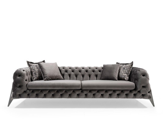 Designer grey 4-seater sofa luxury four-seater upholstered furniture couches