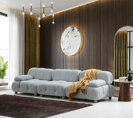 Complete Sofa Set 321 Seater Modern Fabric Gray Set