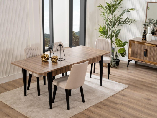 Dining Room Luxury Dining Set 10-Piece Dining Room Brown Wood