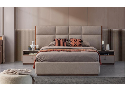 Double bed bedroom bed nightstands gray 3-piece set bed box