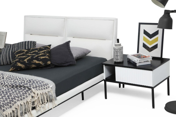 Bedroom set double bed bedside tables white set 3-piece