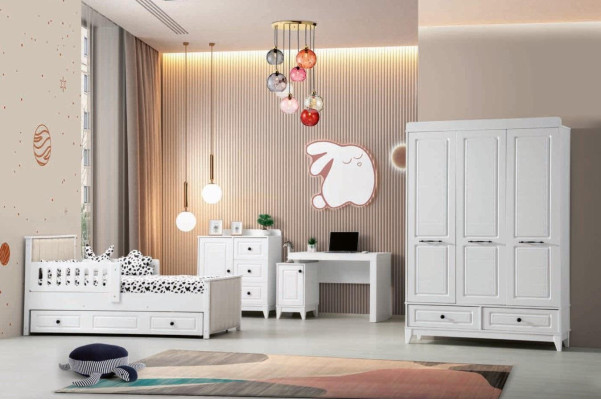 Modern complete youth room luxury children's room set 4-piece white color new removal