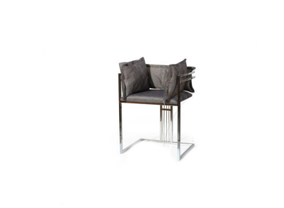 Gray stainless steel chair modern upholstered dining chair bar stool