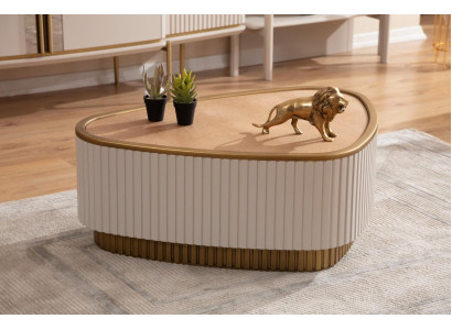 Triangular Coffee Table White-Brown Living Room Coffee Tables Wooden Tables