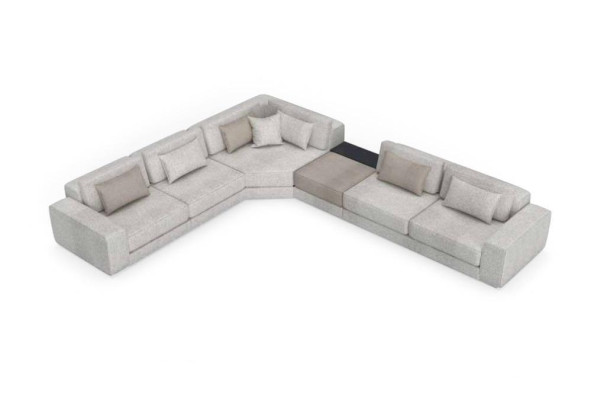 Gray corner sofa L-shaped living landscape couch furniture textile wood sofa couches