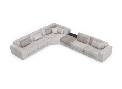Gray corner sofa L-shaped living landscape couch furniture textile wood sofa couches