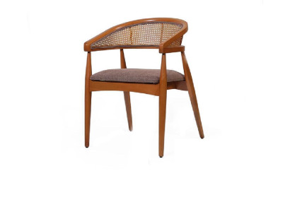Brown luxury chair with wooden frame, dining room designer chairs, armrest chair