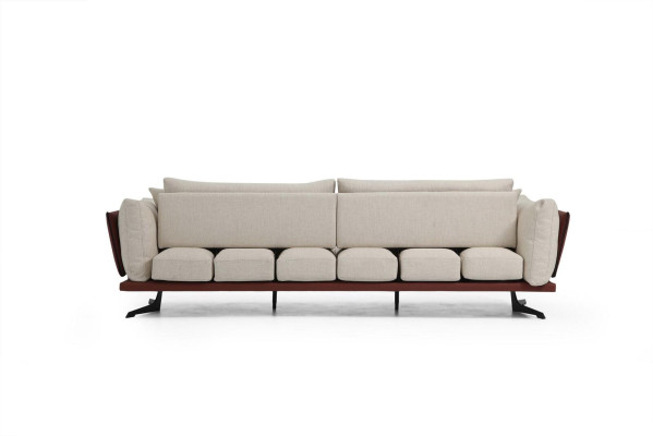 Four-seater sofa, 4-seater, fabric beige, modern design, luxury living room