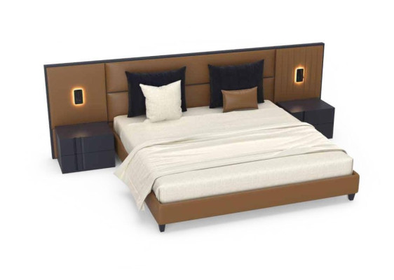 Luxury bedroom nightstand beds bed 3-piece design furniture complete set