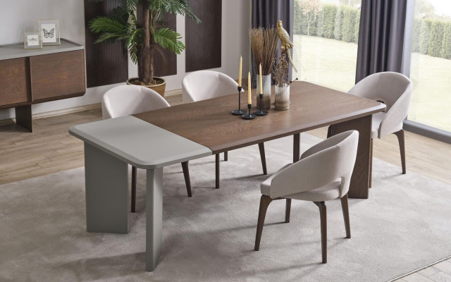 Modern dining group designer dining table 4x chairs 5-piece stylish set new