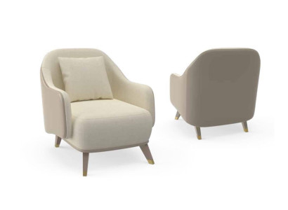 Armchair 1-Seater Upholstered Sofas Design Luxury Textile Couch White Sofa New
