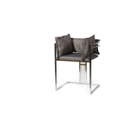 Gray stainless steel chair, modern upholstered chair, dining room chairs, bar stool