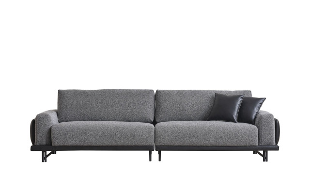 Gray living room three-seater luxury upholstered furniture designer wooden frame