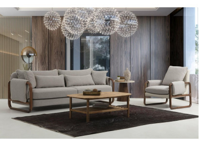 4-seater sofa set, armchair, four-seater, modern fabric gray set design