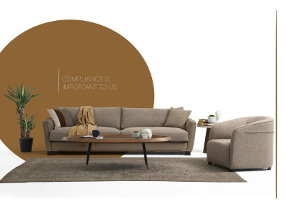 4-piece sofa set armchair four-seater modern fabric beige design set