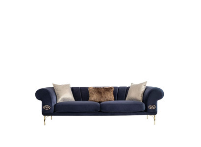 Blue living room couch designer 3-seater upholstered couches seating furniture new