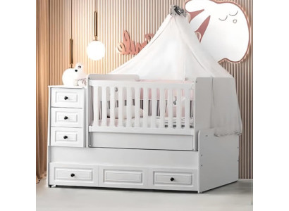 Luxurious white baby crib stylish wooden bed for the nursery new