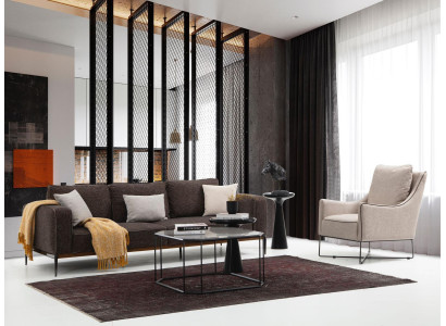 4-seater sofa set, armchair, four-seater, gray fabric sofas, modern design